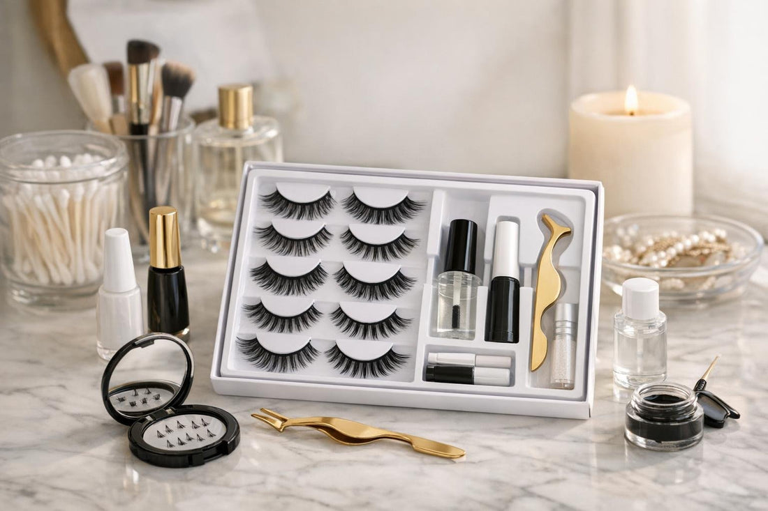 False eyelashes and adhesive assortment set for seasonal looks
