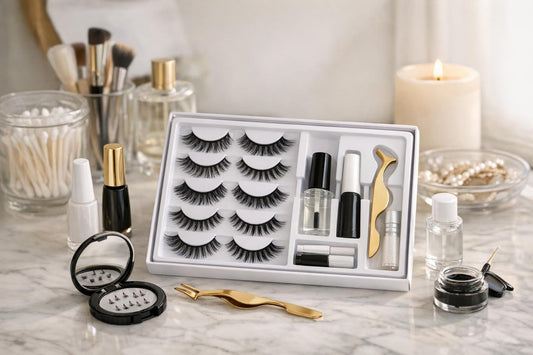 False eyelashes and adhesive assortment set for seasonal looks