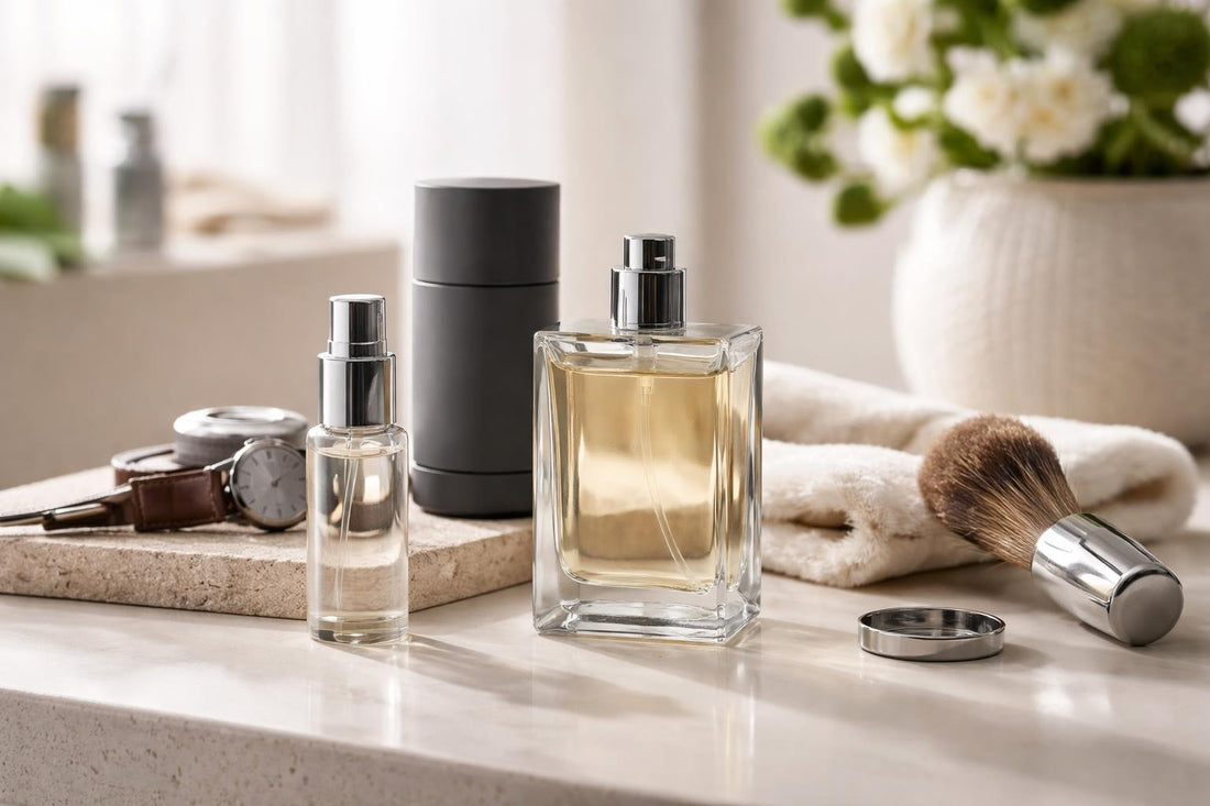 Layering men’s eau de toilette on neck and wrists