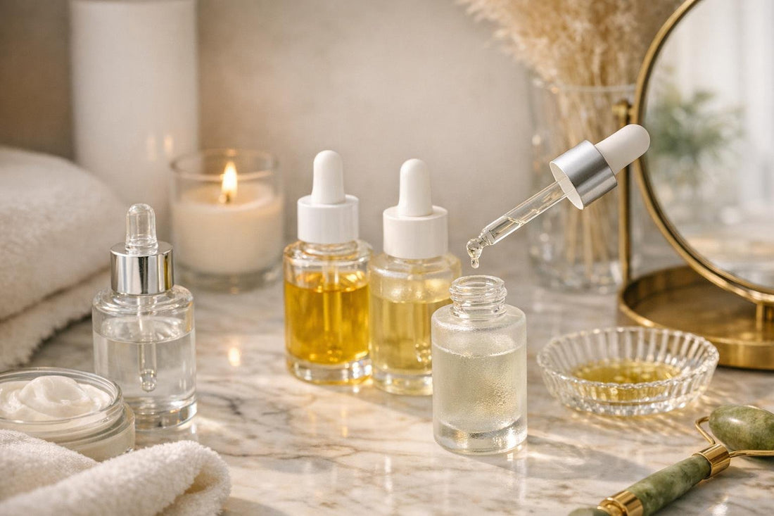 Layering facial oils with serum for non-greasy glow