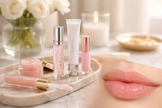 Glossy plump lips close-up with soft light