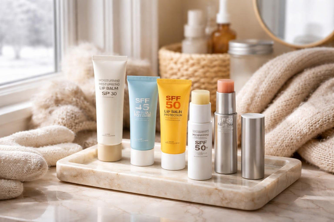 Assorted lip sunscreens for winter protection and daily wear