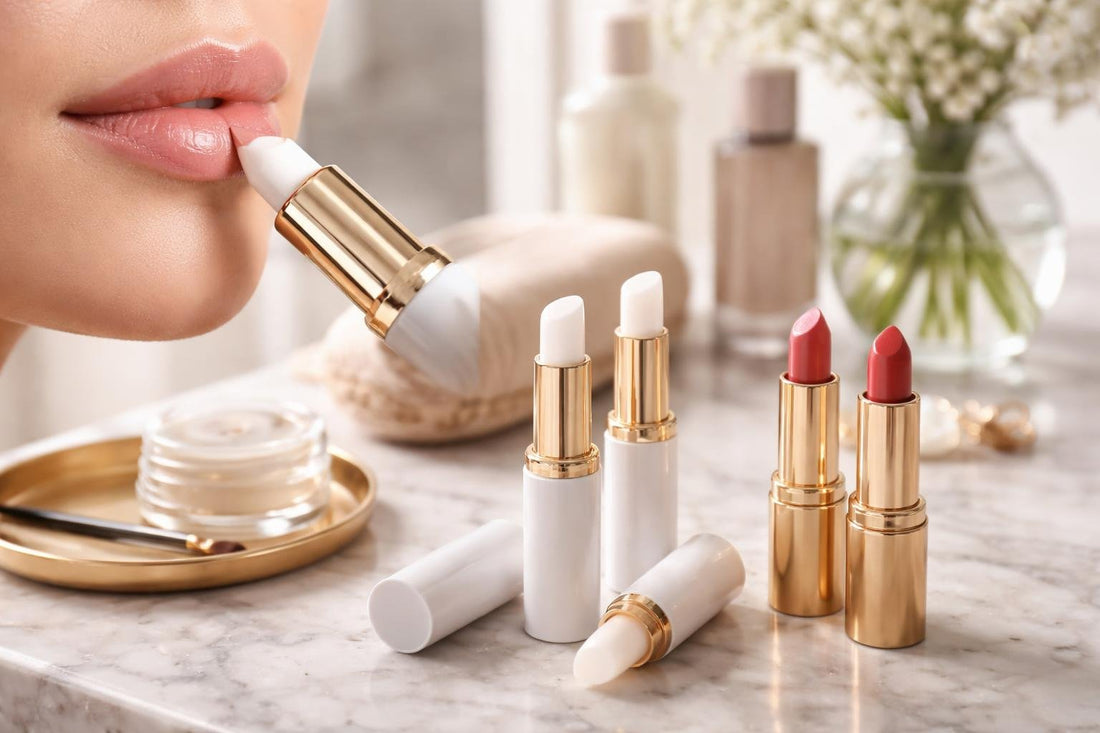 Applying lipstick primer for smoother colour and longer wear