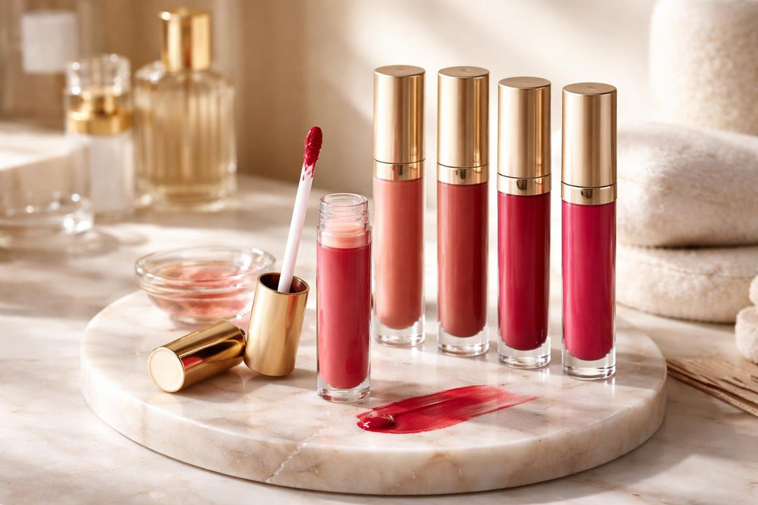 Long wear lip stains assortment with application tools