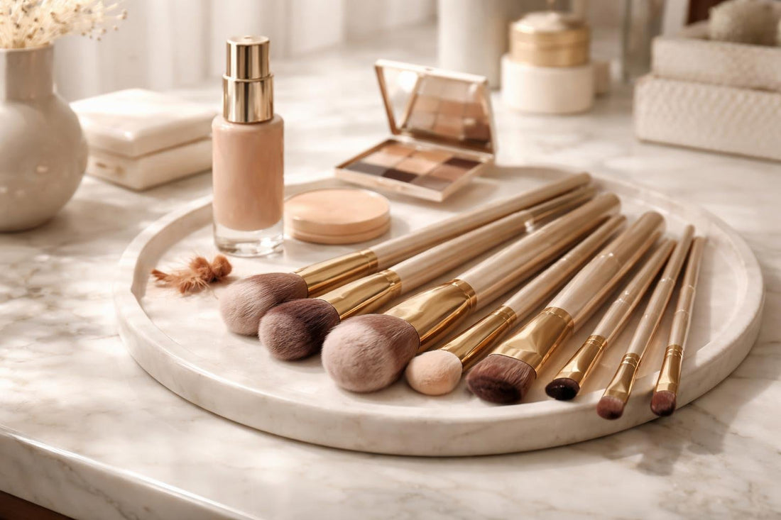 Makeup brush sets and kits for smooth base application