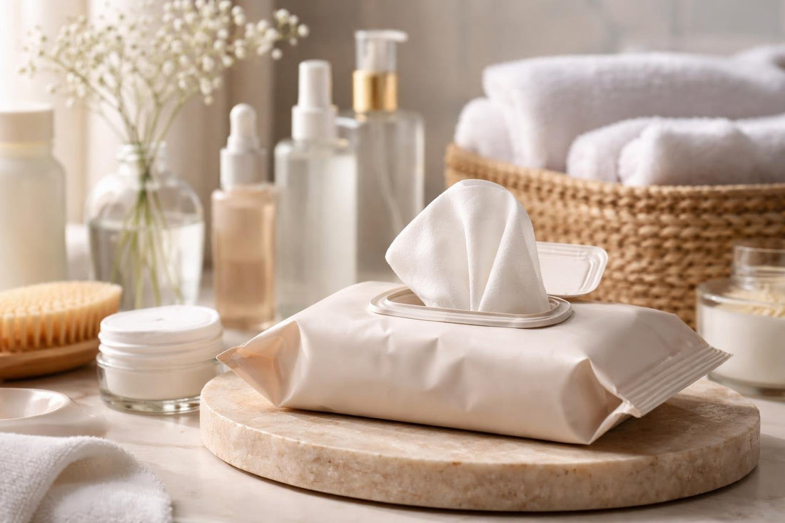 Gentle makeup cleansing wipes and skincare routine