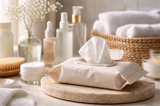 Gentle makeup cleansing wipes and skincare routine