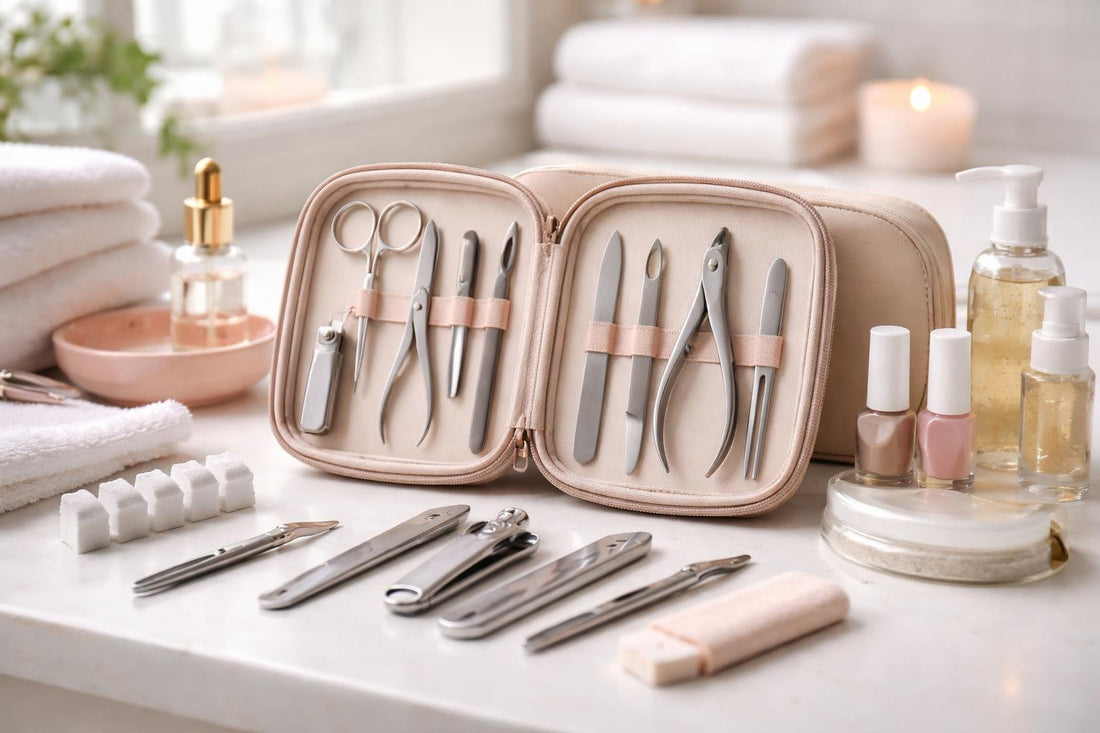 Manicure and pedicure kit with tools and protective case