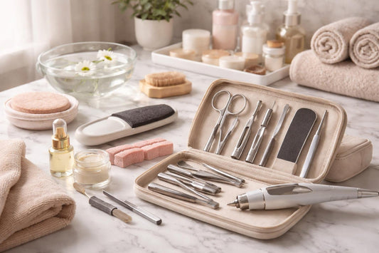 At-home manicure and pedicure care kit tools