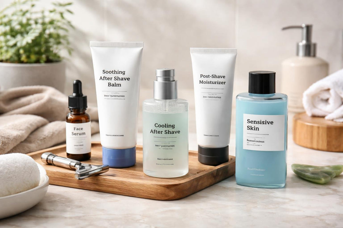 Men's aftershave balms and soothing post-shave products
