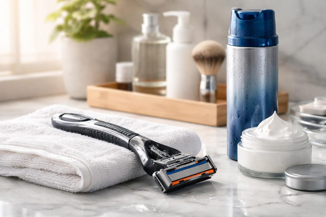Men’s cartridge razor and shave gel for smooth shave