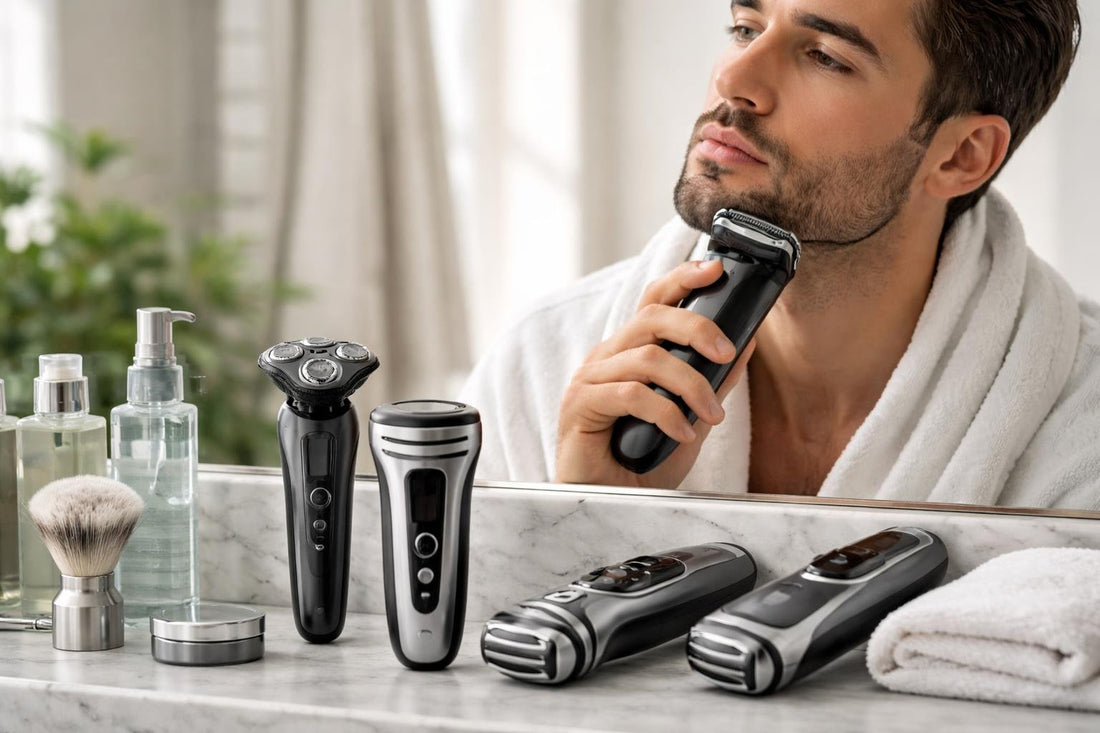 Men using electric shaver for close comfortable shave