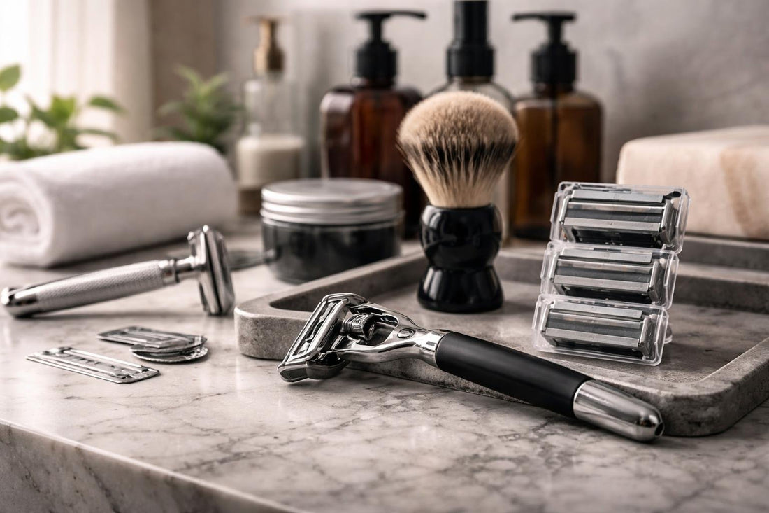 Men's razor blades and cartridge for sensitive skin