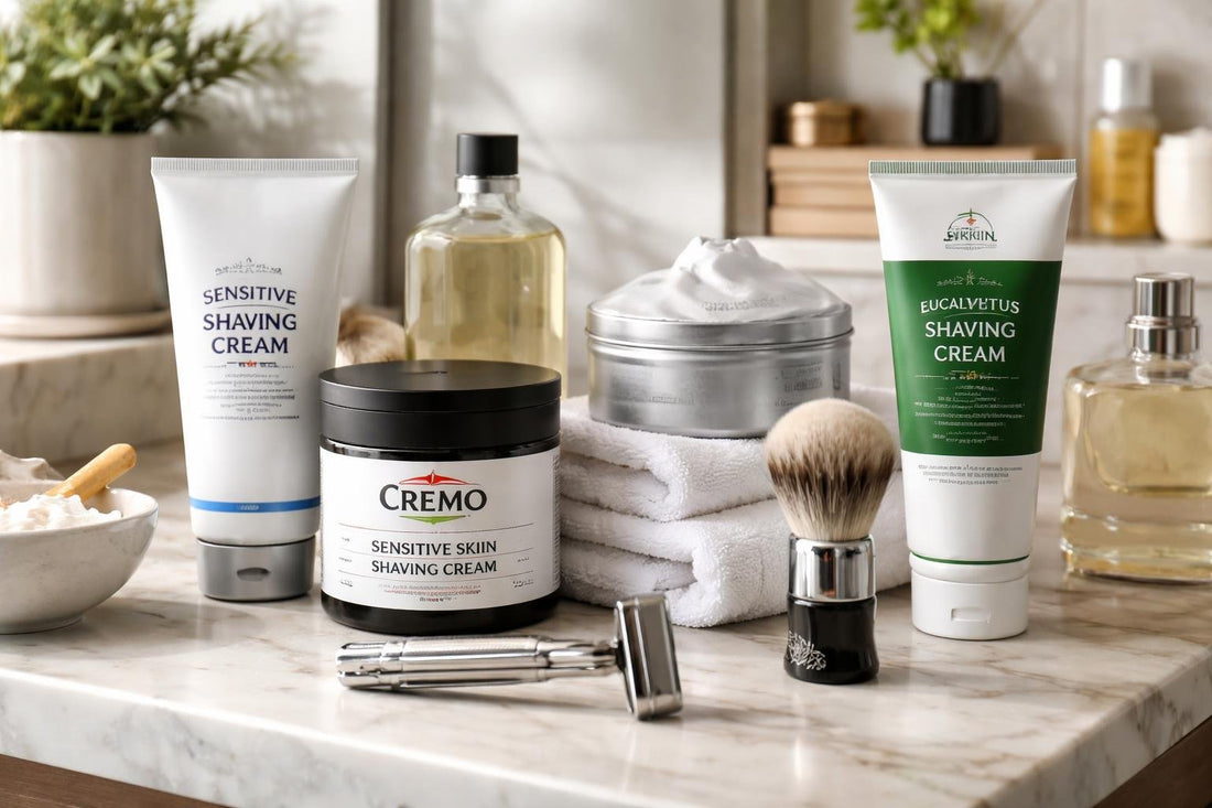 Men's shaving cream selection for sensitive skin