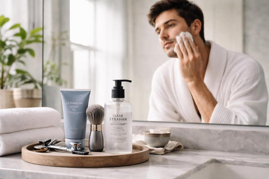 Toronto man applying shaving lotion for sensitive skin