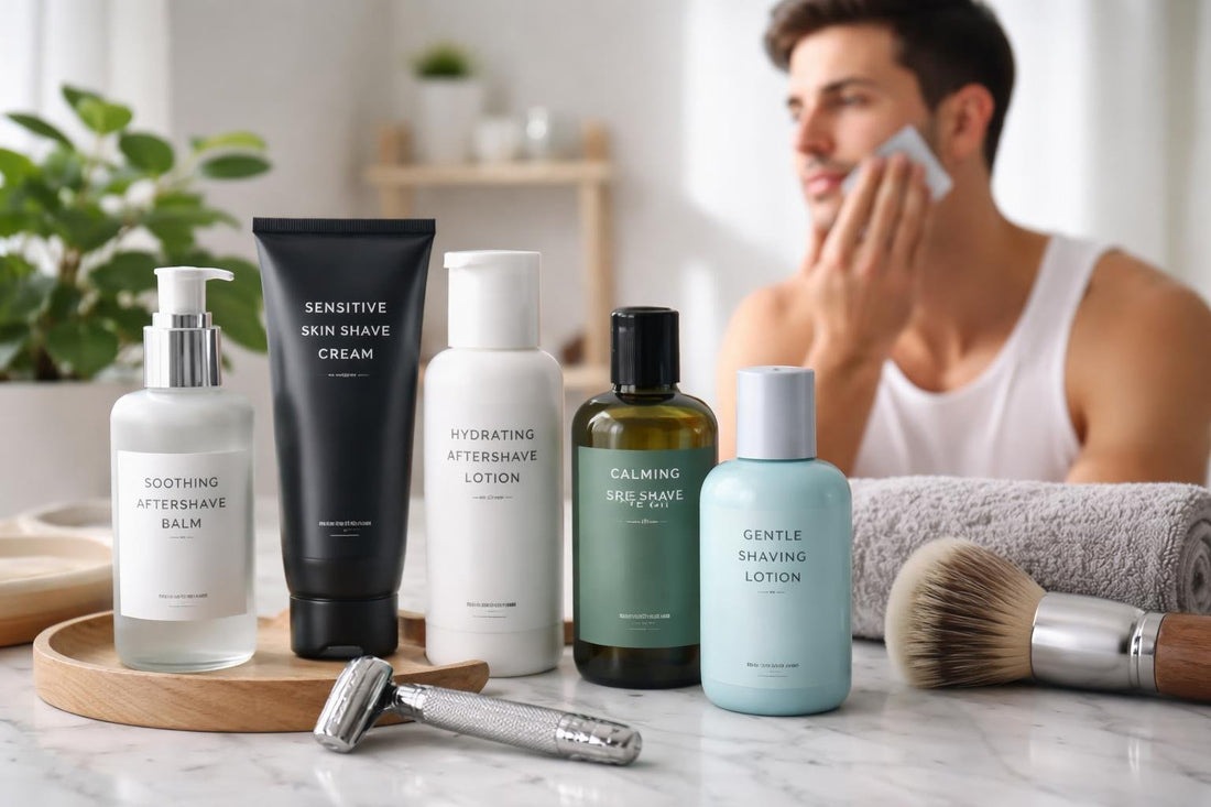 Canadian man using shaving lotion for sensitive skin