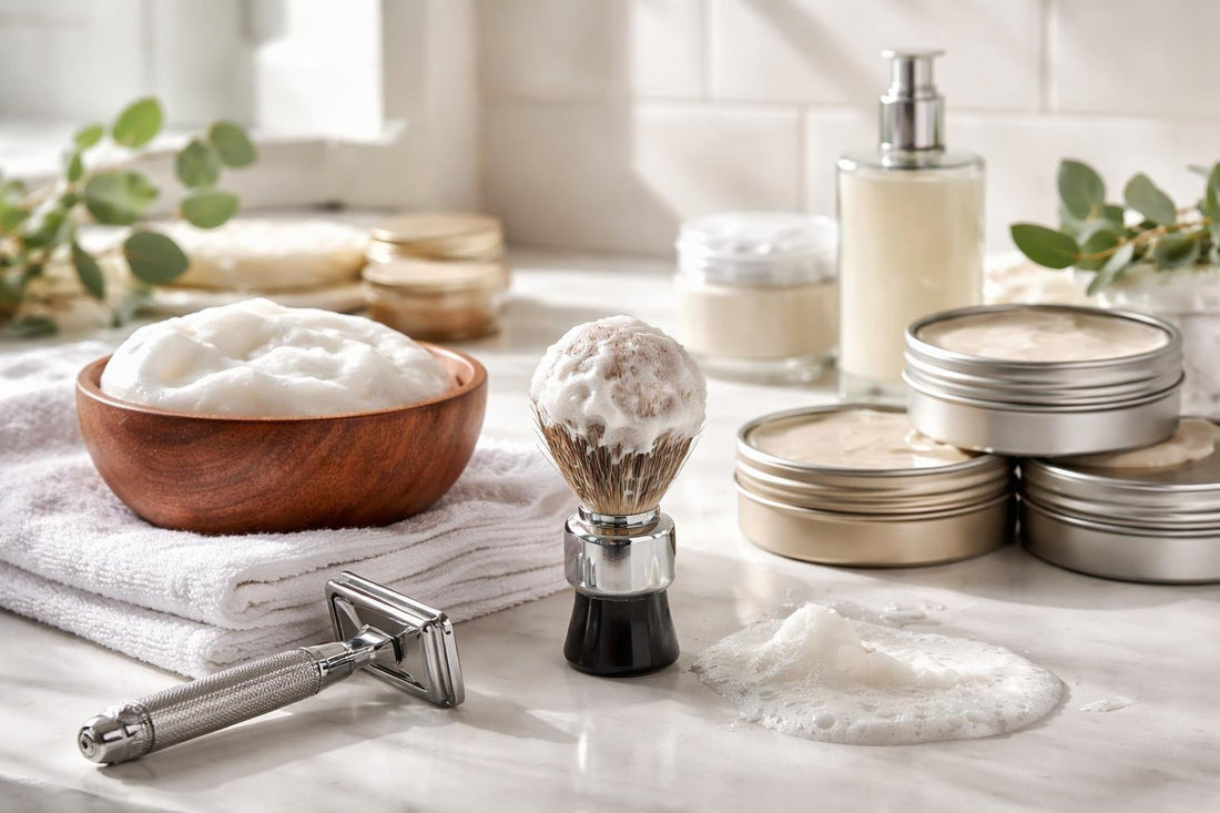 Men's shaving soap lather and sensitive skin care in Toronto