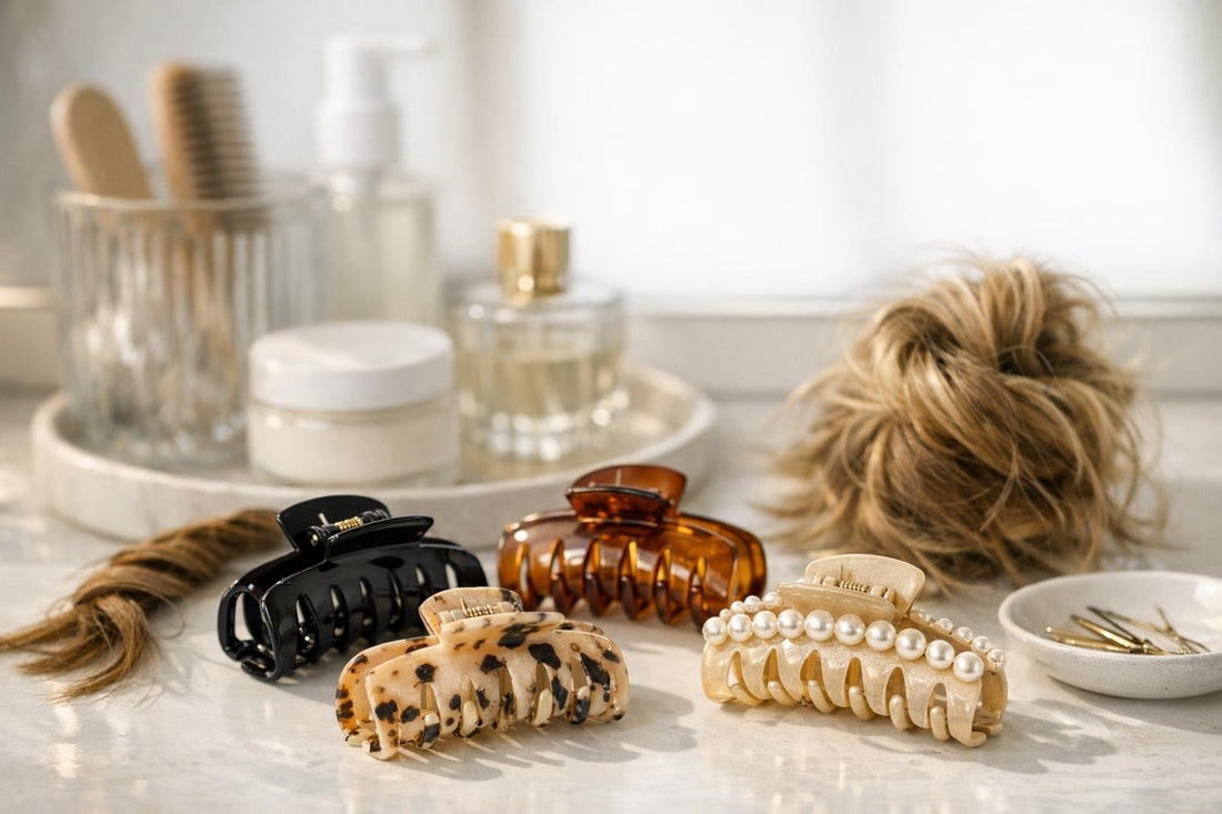 Easy messy bun and half-up twist with claw clips