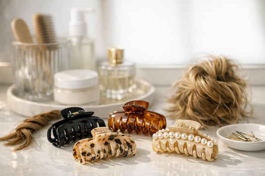 Easy messy bun and half-up twist with claw clips