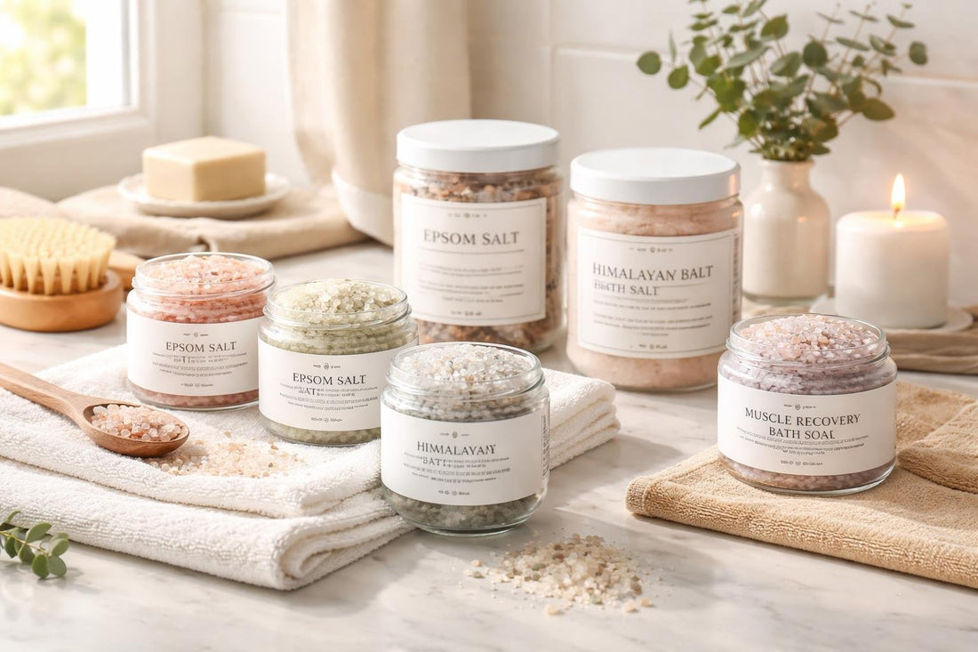 assorted mineral bath salts tubs for recovery