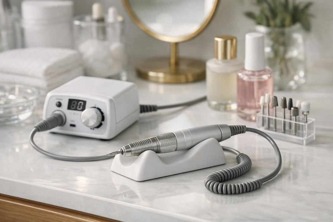 compact electric nail drill handpiece on table