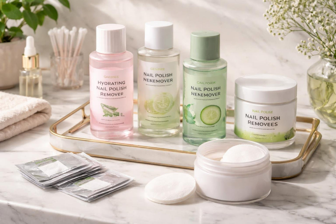 assorted acetone-free nail polish removers and pads
