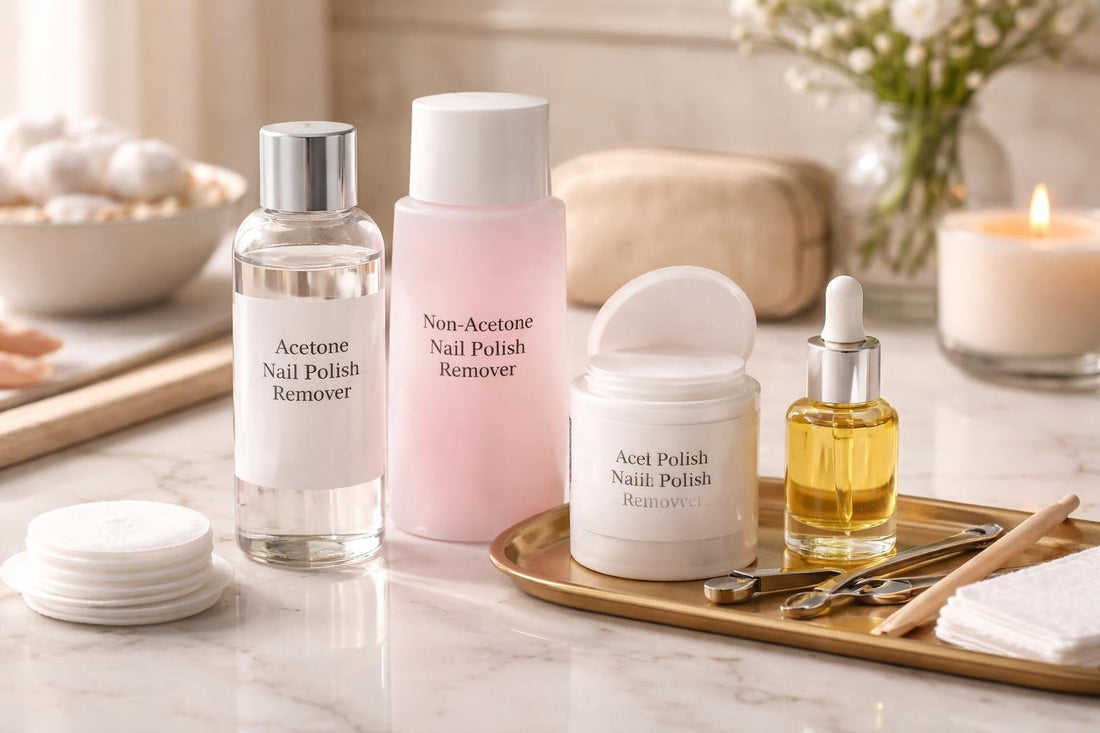 Nail polish remover options with cotton pads and cuticle oil