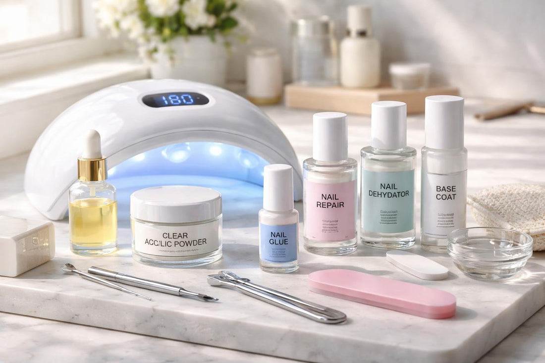 collection of nail repair essentials and tools
