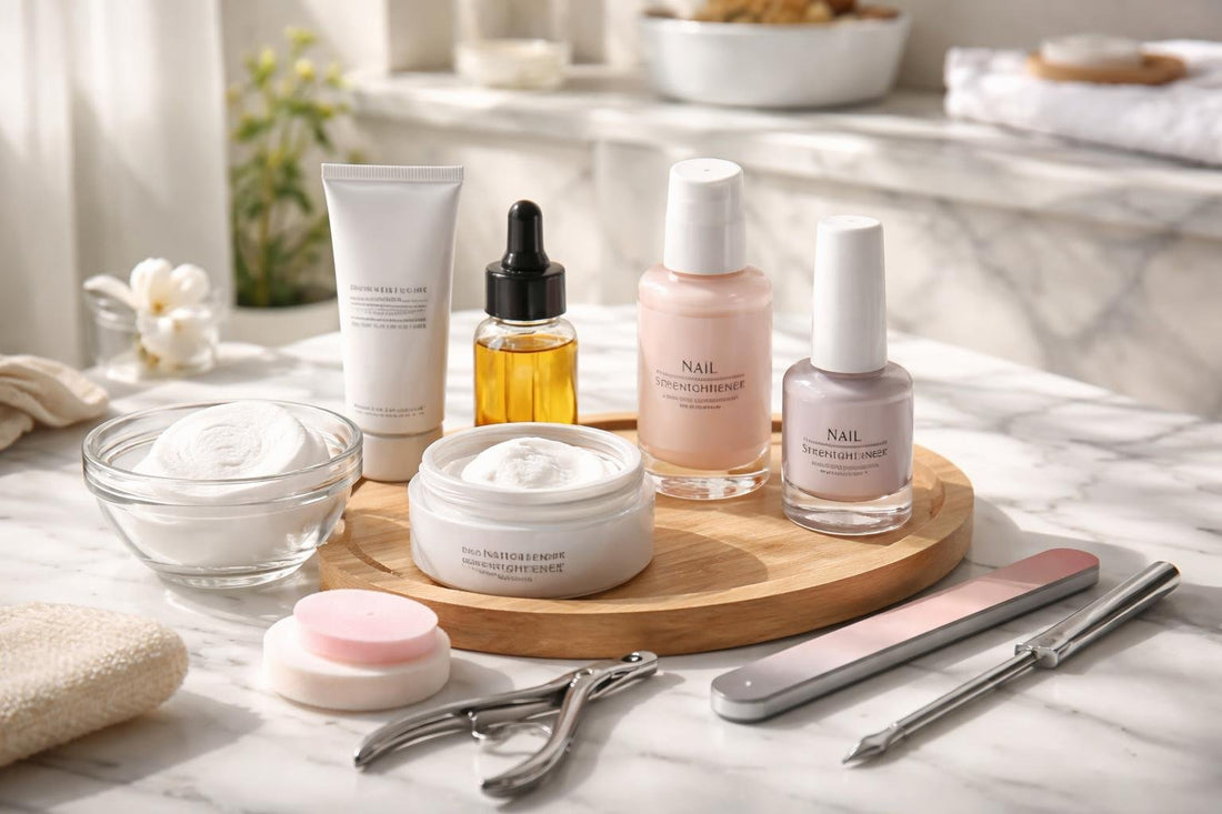 DIY nail repair essentials kit on counter