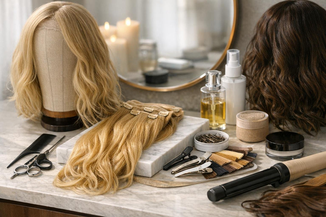 Natural looking wig and hair extensions tools at home