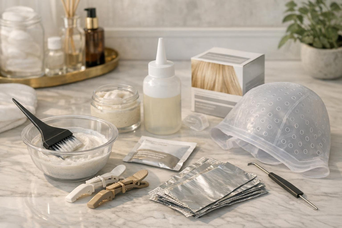At-home hair highlighting kit creating soft natural-looking highlights