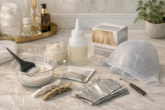 At-home hair highlighting kit creating soft natural-looking highlights