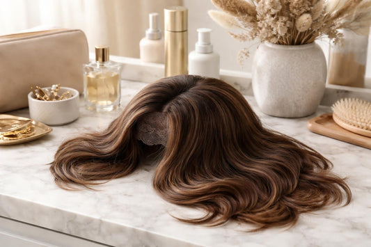 Natural-looking hairpiece with realistic part and soft layers