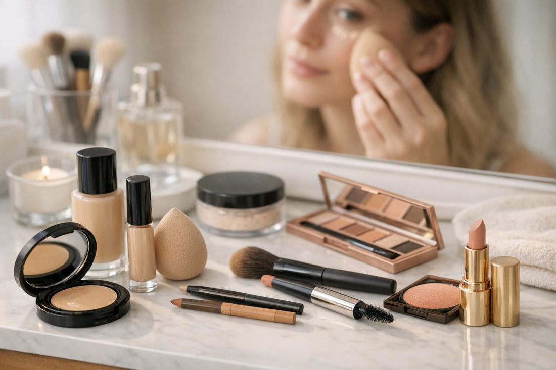Beginner applying natural and concealer with sponge