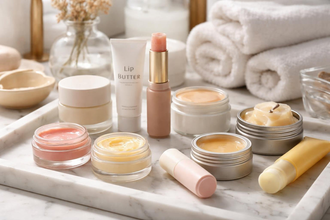 selection of nourishing lip butters and balms