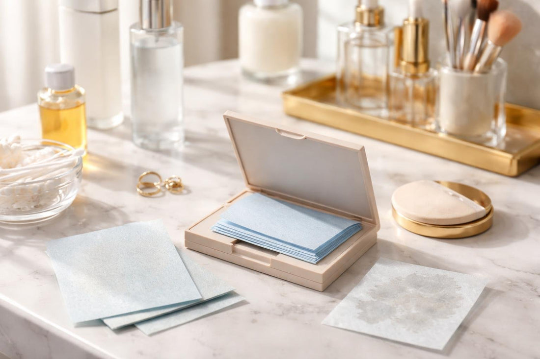 Oil control blotting paper reducing shine on T-zone