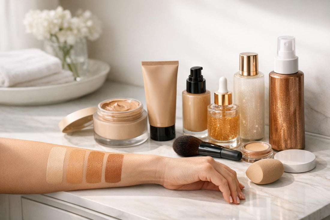 Full body coverage makeup swatches on arm in Ontario