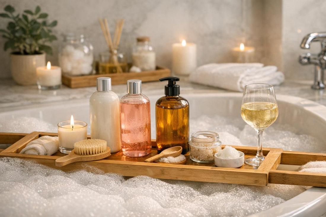Bubble bath foam in a warm Ontario home bathtub