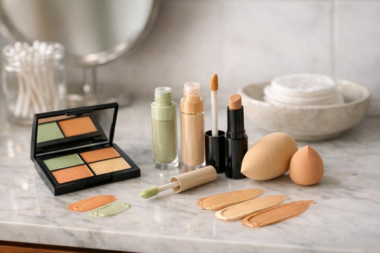 Shade matching concealer and corrector for redness and dark circles