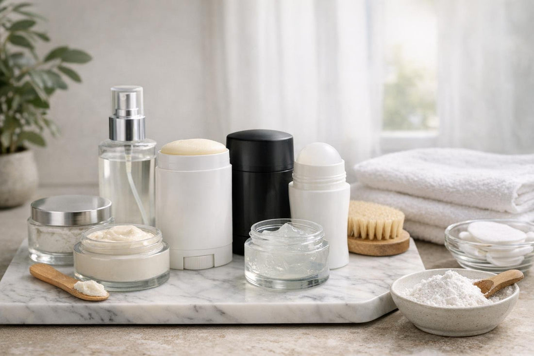 Daily deodorant essentials laid out for Ontario everyday routine