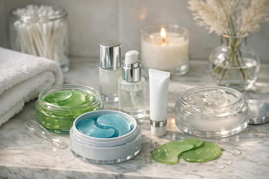 Cooling under-eye gel patches and eye treatment gel texture