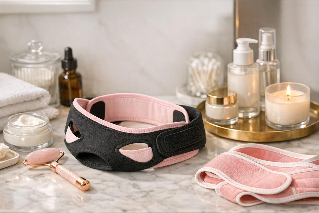 Face toning belt wrap used in at-home routine