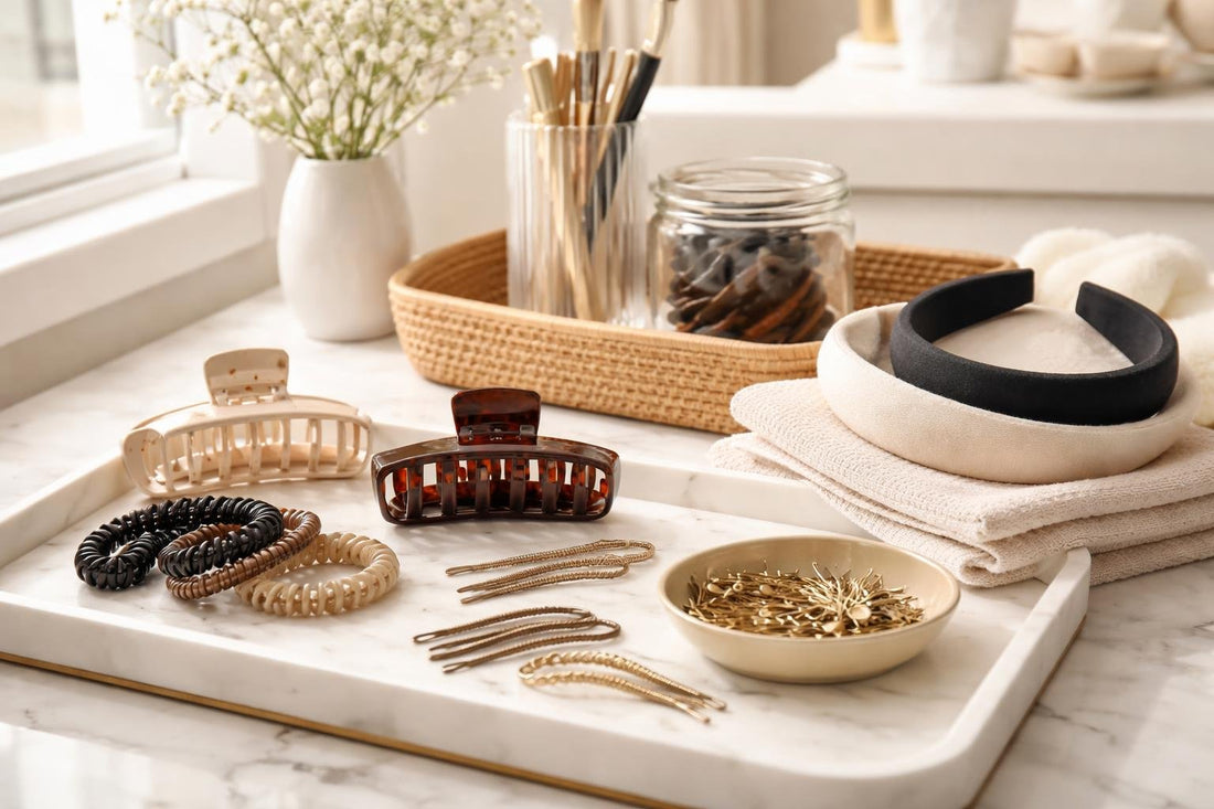 Clips, pins, and elastics for quick everyday hair styling