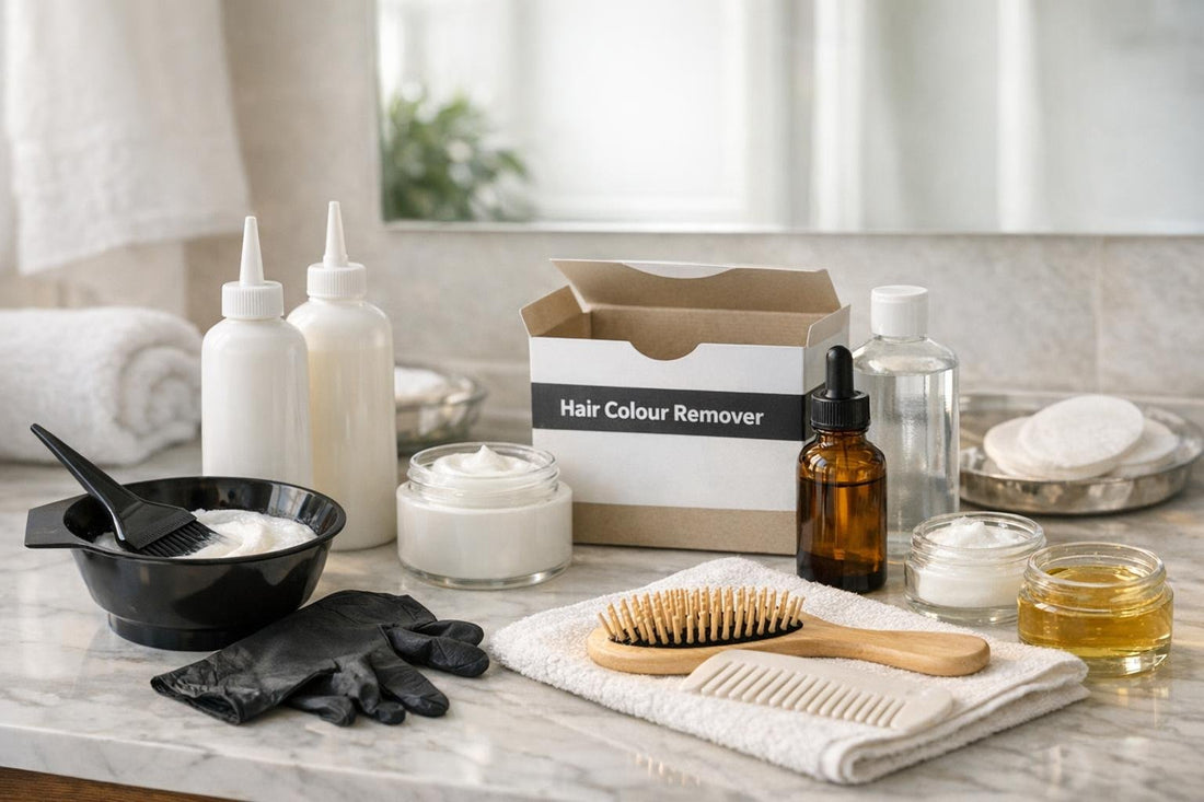 Hair colour removers and aftercare tools for at-home use