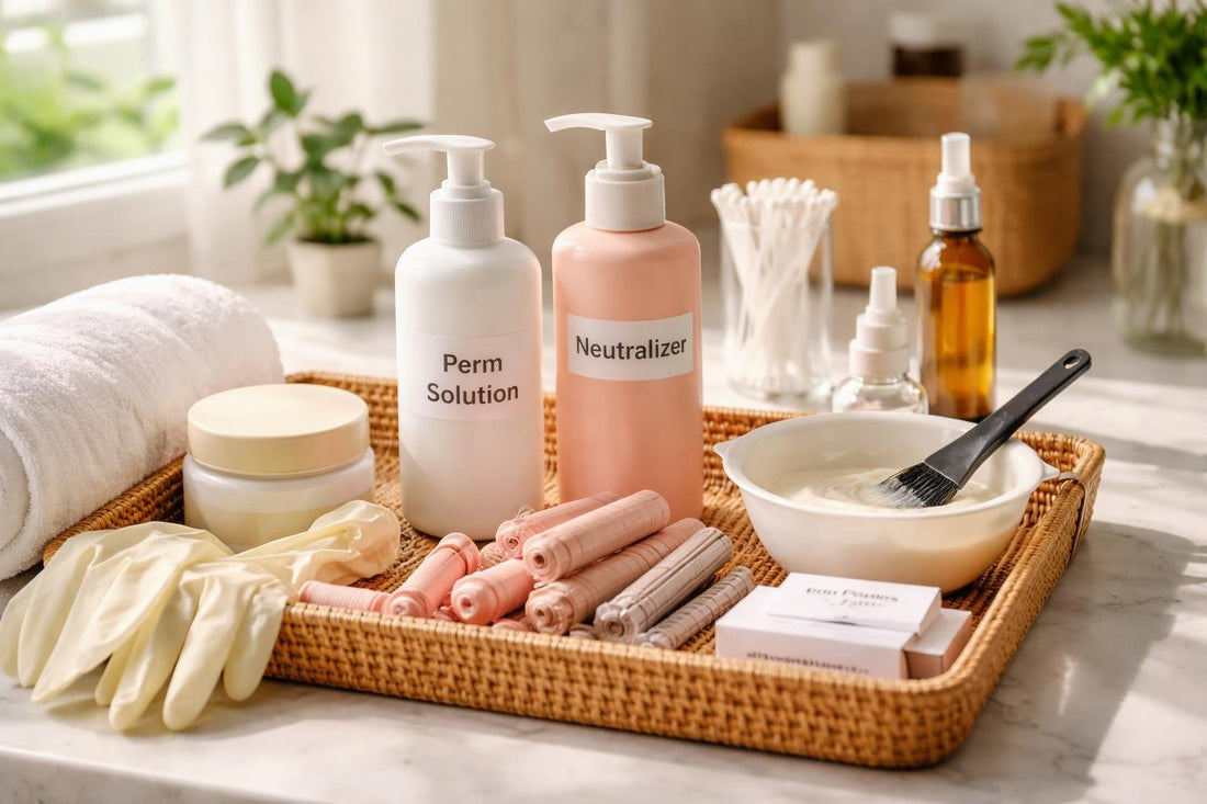 Home perm kit essentials laid out for Ontario curls