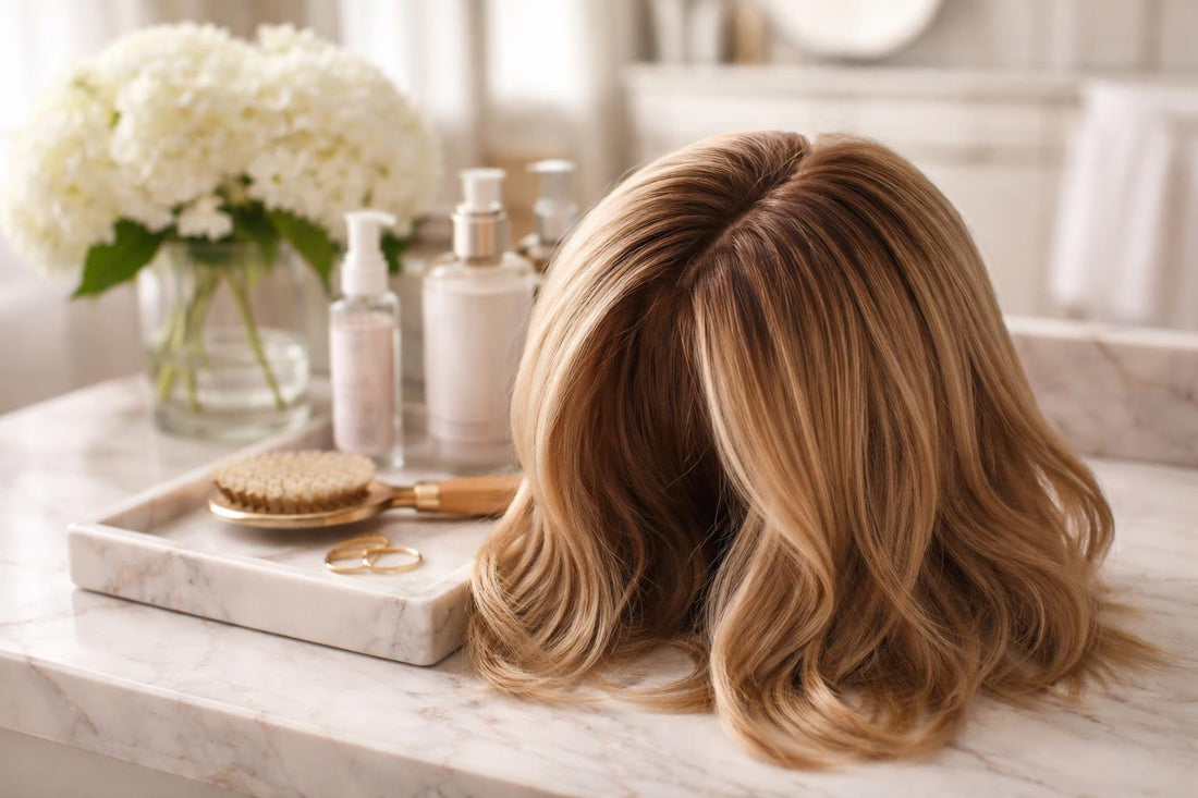 Natural-looking hairpiece topper blending at the crown in Ontario
