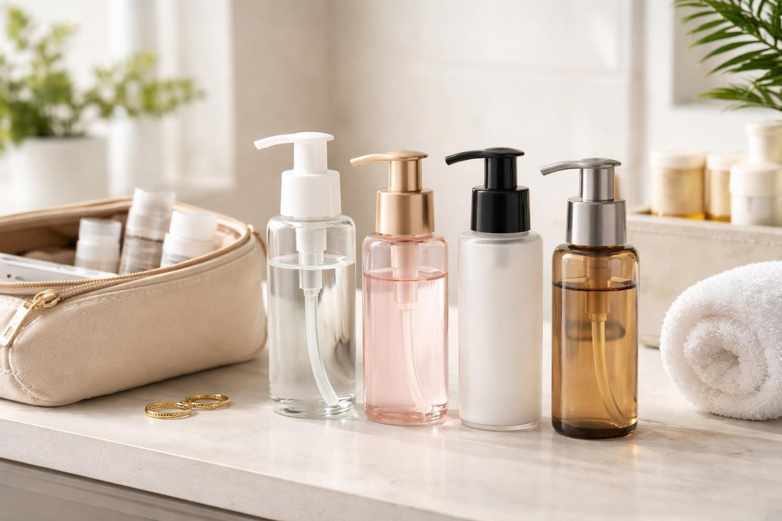 Leak resistant refillable cosmetic pump dispensers for Ontario travel