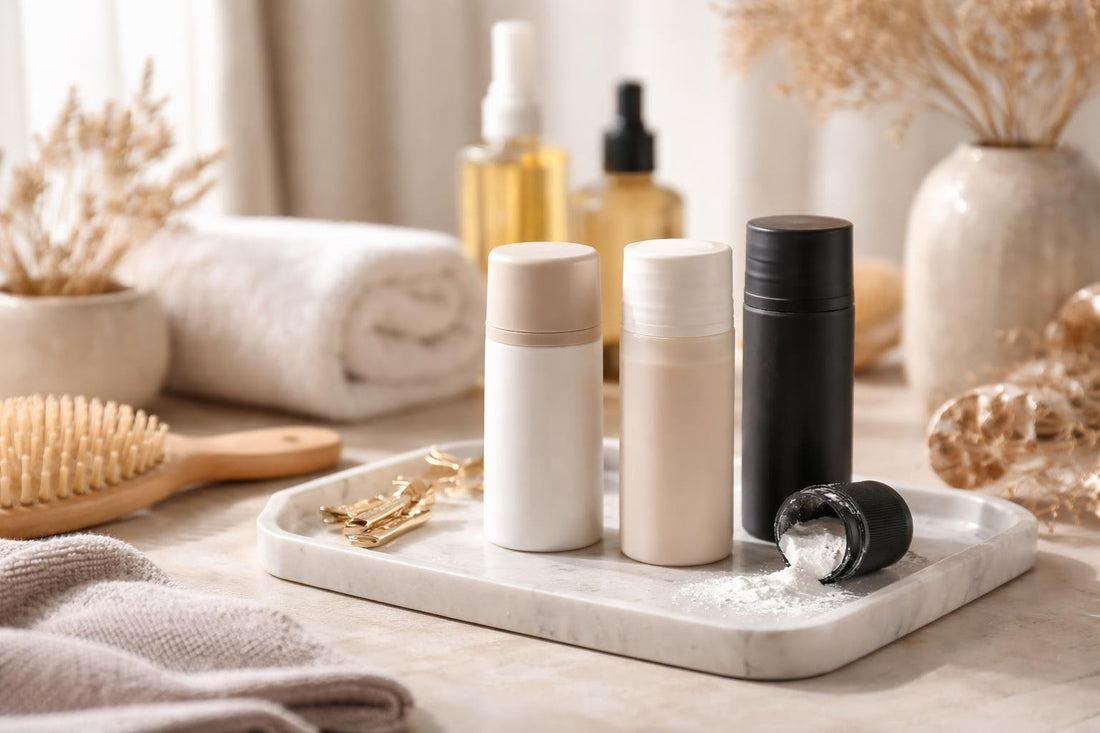 Root lifting powder applied at roots for all-day volume
