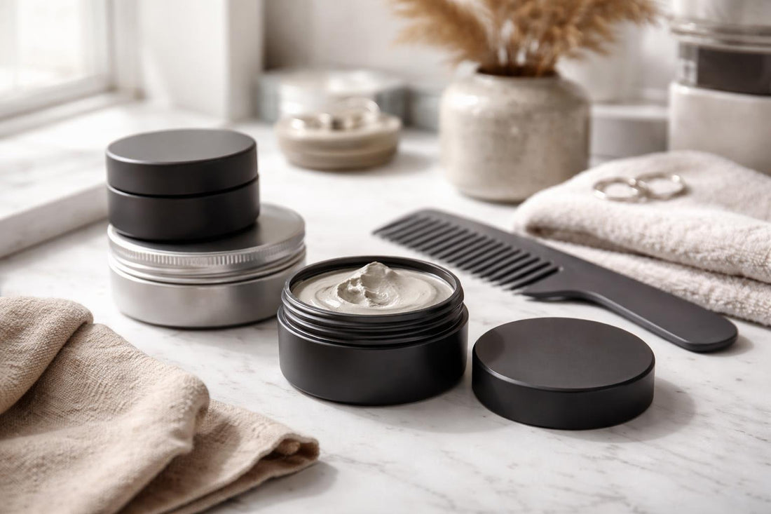 Matte finish styling clay for strong hold textured hair