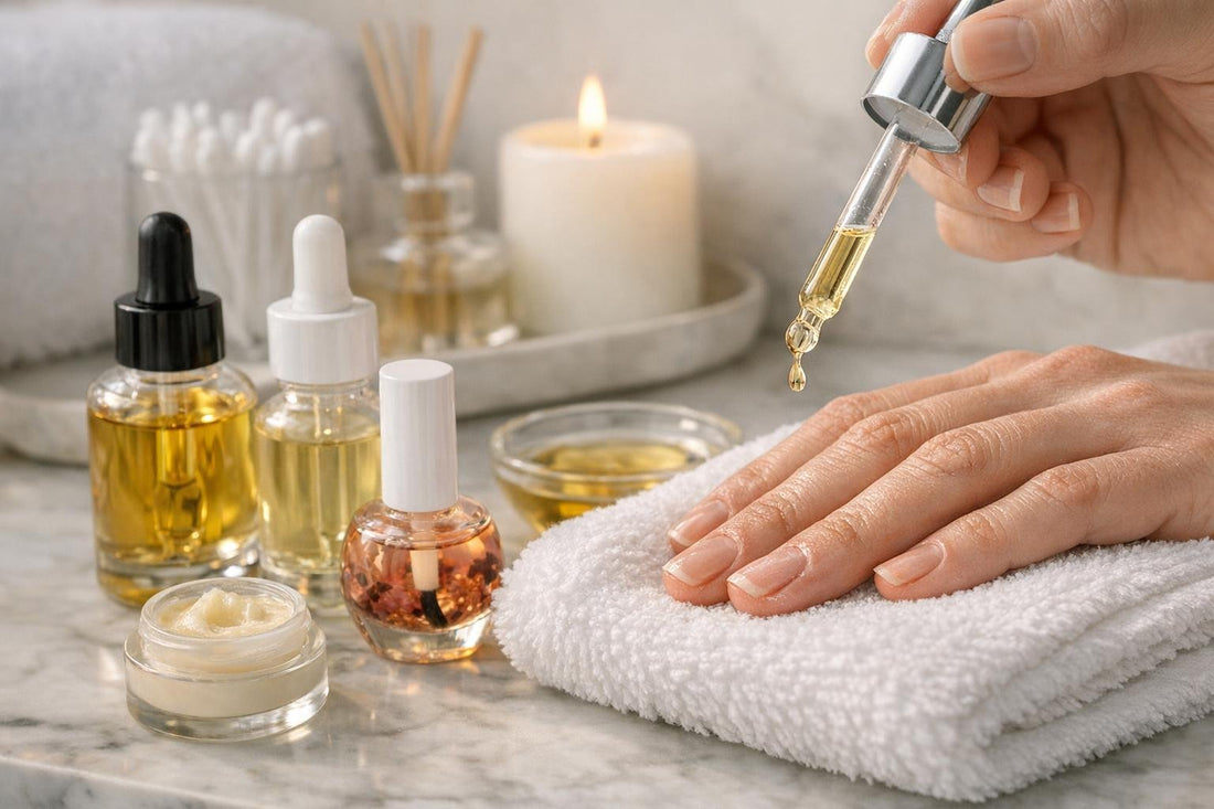 Cuticle oil applied to dry winter cuticles in Ontario